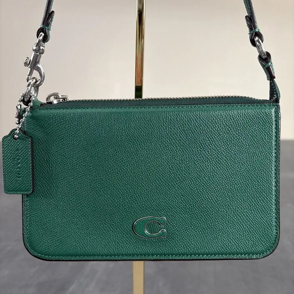 COACH Pouch Bag With Signature Canvas Detail Green Logo Mini Shoulder Bag Chrty